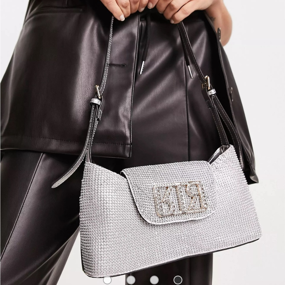 River Island diamante shoulder bag in silver